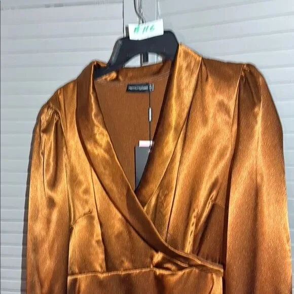 PrettyLittleThing Brown Ruched Long Sleeve Blouse - Picture 11 of 11